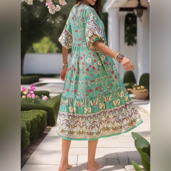 New Floral Green Dress - Picture 5 of 6